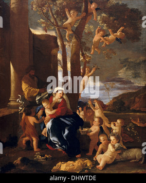 Die Ruhe auf der Flucht nach Ägypten - von Nicolas Poussin, 1627 Stockfoto