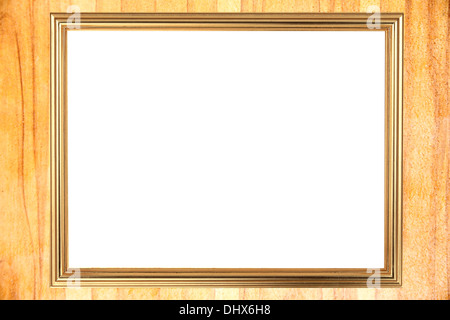 Das Gold Rahmen auf durch Polieren die Holzplanken auf polierten Schönheit. Stockfoto