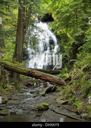 Cascade Falls in Moran Staatspark, Orcas Island, San Juan Inseln Stockfoto