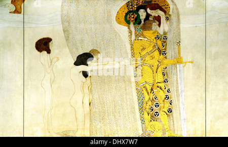 Der Beethoven-Fries: Die Sehnsucht nach dem Glück - von Gustav Klimt, 1902 Stockfoto