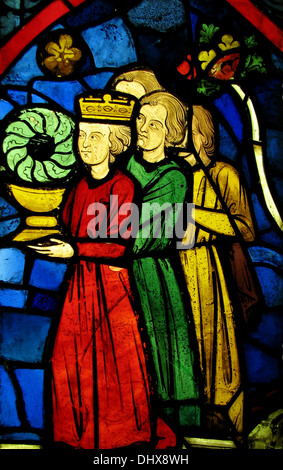 König Louis IX tragen die Dornenkrone, Glasmalerei, 1245 – 48, Frankreich Stockfoto