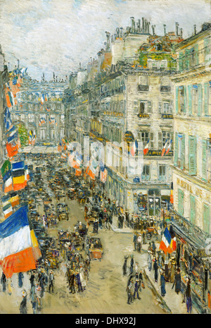 14. Juli, Rue Daunou - von Childe Hassam, 1910 Stockfoto