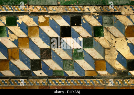 Geflieste Mosaike im spanischen Real Alcazar von Sevilla. Der Alcázar von Sevilla oder königlichen Alcazars von Sevilla ". Stockfoto