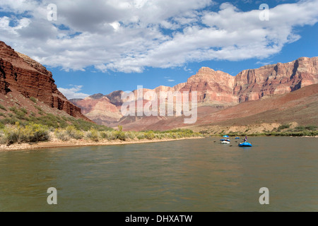 Rafting auf einer ruhigen Strecke des Colorado River im Grand Canyon, Arizona, USA Stockfoto
