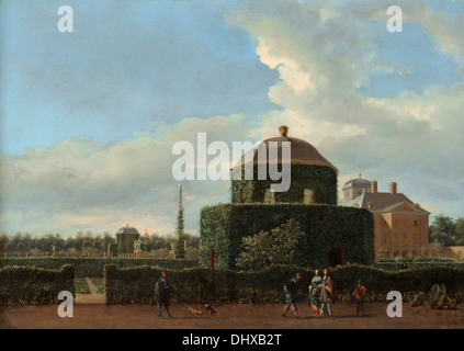 Das Huis ten Bosch in den Haag und seiner formalen Garten (Blick von Osten) - von Jan van der Heyden, 1670 Stockfoto