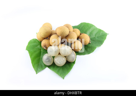 Closeup Longan auf weißem Hintergrund. Stockfoto