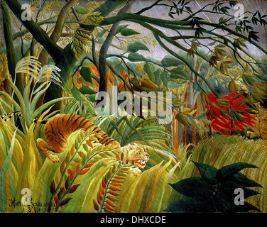 Tiger in einem tropischen Sturm (überrascht!)  -von Henri Rousseau, 1891 Stockfoto