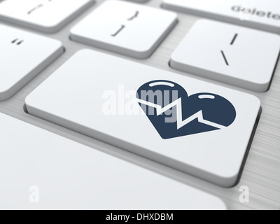 Symbol des Herzens mit EKG Linie anklicken. Stockfoto