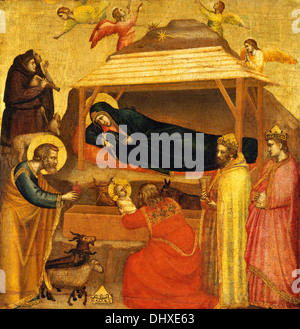 Die Anbetung der Heiligen drei Könige - von Giotto di Bondone, 1337 Stockfoto