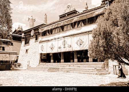 Sera-Kloster-Lhasa-Tibet-sepia Stockfoto