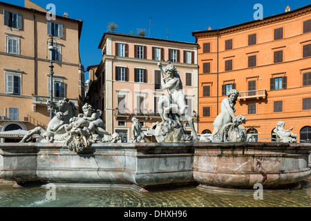 Brunnen von Neptun befindet sich in der Piazza Navona, Rom, Italien Stockfoto