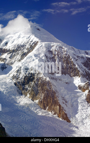 Flug über die höchsten Gipfel in Alaska Stockfoto