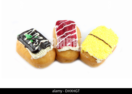 Closeup Mix Sushi Donuts auf weißem Hintergrund. Stockfoto