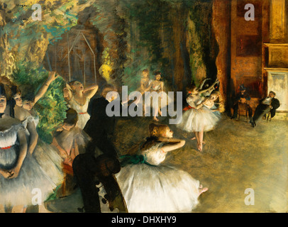 Die Probe des Balletts auf der Bühne - von Edgar Degas, 1874 Stockfoto