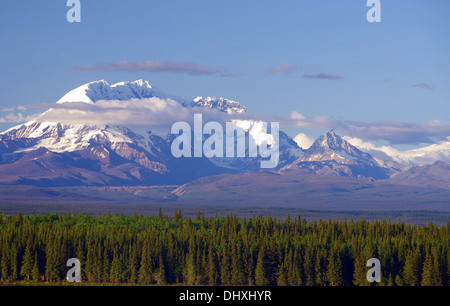 schneebedeckte Berge im Inneren Alaska Stockfoto