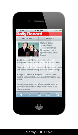 iPhone Bildschirm zeigt Daily Record News-website Stockfoto