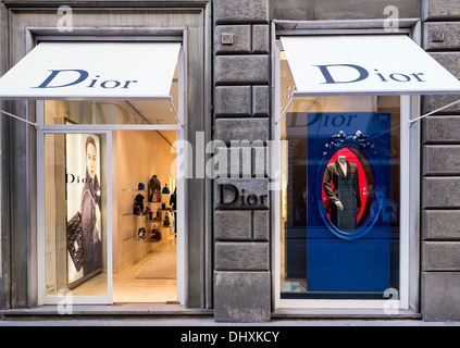 Dior Kleidung Ladengeschäft, Florenz, Italien Stockfoto