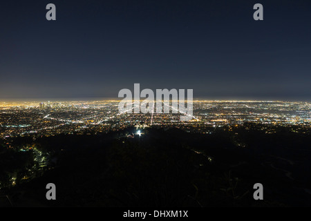 Trübe Nacht im Los Angeles-Becken. Stockfoto