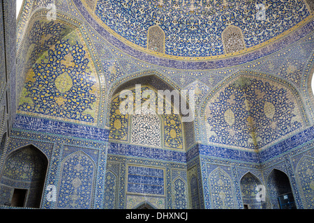 Qibla Kuppel Kammer, Masjid-i-Shah, Isfahan, Iran Stockfoto