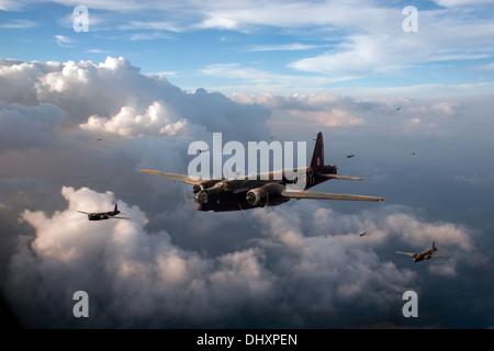 Eine Darstellung von Vickers Gummistiefel aus Nr. 16 betriebliche Ausbildung Einheit RAF bilden für eine Bombardierung Betrieb gegen Deutschland im Jahr 1943. Stockfoto