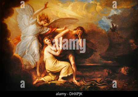 Die Vertreibung von Adam und Eva aus dem Paradies - von Benjamin West, 1791 Stockfoto
