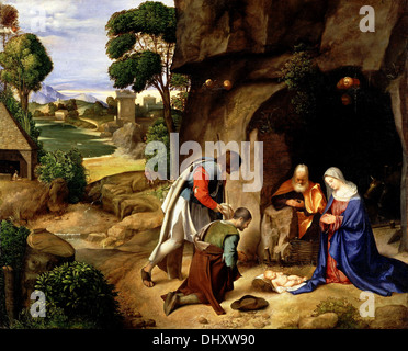 Die Anbetung der Hirten - von Giorgione, 1500 Stockfoto