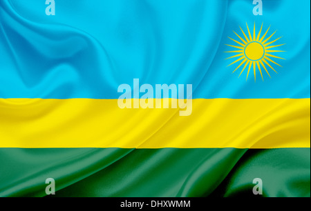 Ruanda im Wind wehende Flagge Stockfoto