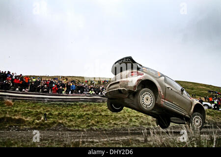 Powys, Wales. 15. November 2013. Die Sekunde passieren der Myherin Bühne (SS9) bei Tag 2 der Wales-Rallye Großbritannien, die letzte Runde der 2013 FIA Rallye WM. Daniel Sordo (SPA) / Del Barrio (SPA)-Citroen DS3 WRC Credit: Action Plus Sport/Alamy Live News Stockfoto