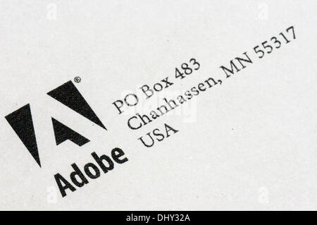 Weltweit, 16. Nov 2013 - Logo von Adobe auf einem Brief. Credit: © Stephen Barnes/Alamy leben Nachrichten Stockfoto