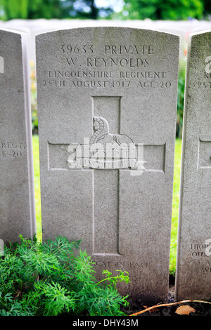 Britischer Soldatenfriedhof, Lijssenthoek in der Nähe von Popperinge, West-Flandern, Belgien Stockfoto