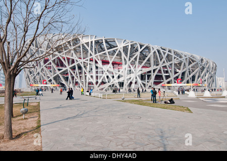 Nationalstadion, auch bekannt als das Vogelnest in Chaoyang District, Beijing, China Stockfoto