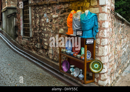 Geschäfte Istanbul an einem Tag regnet Stockfoto