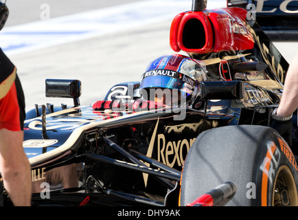 Treiber Romain Grosjean von Lotus F1 racing Training für den Formel 1 United States Grand Prix in der Nähe von Austin TX Stockfoto