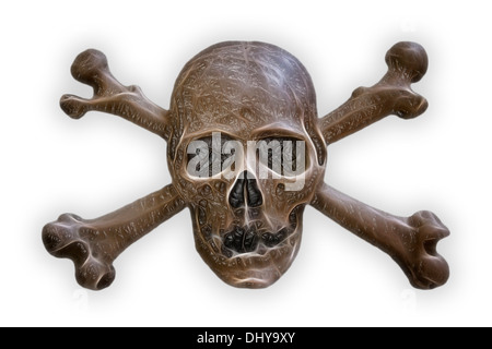 Totenkopf auf weißem Hintergrund.  Schädel und gekreuzten Knochen. Stockfoto