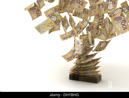 Kanadischer Dollar (isoliert mit Beschneidungspfad) fliegen Stockfoto