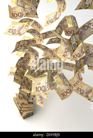 Kanadischer Dollar (isoliert mit Beschneidungspfad) fliegen Stockfoto