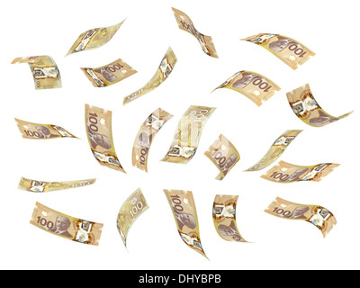 Kanadischer Dollar (isoliert mit Beschneidungspfad) fliegen Stockfoto