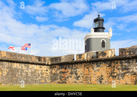 San Juan, Leuchtturm am Fort San Felipe del Morro, Puerto Rico Stockfoto