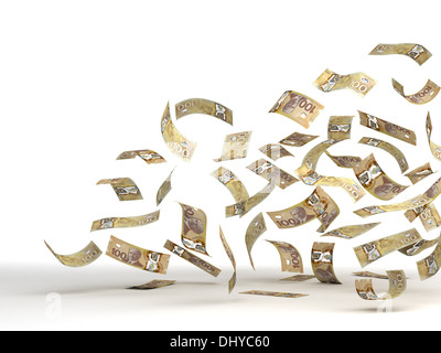 Kanadischer Dollar (isoliert mit Beschneidungspfad) fliegen Stockfoto