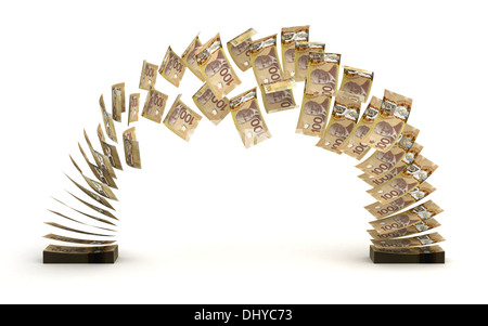Kanadische Dollar übertragen (isoliert mit Clipping-Pfad) Stockfoto