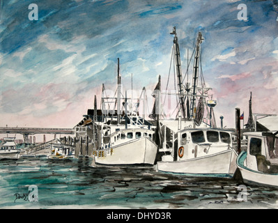 Krabbenfänger nautische Aquarell Stockfoto