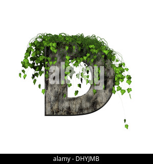 grünen Efeu an 3d Stein Buchstaben - d Stockfoto