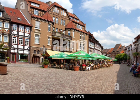 Fachwerkhäuser am Marktplatz, Einbeck, Niedersachsen, Deutschland, Europa Stockfoto