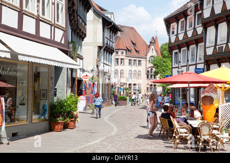 Fachwerkhäuser am Marktplatz, Einbeck, Niedersachsen, Deutschland, Europa Stockfoto