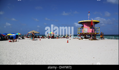 Art-Deco-Strandwache in Miami South Beach an der Küste von florida Stockfoto