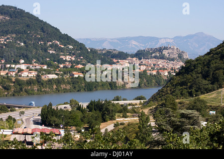 Tal der Durance und Sisteron, Alpes-de-Haute-Provence, Frankreich Stockfoto