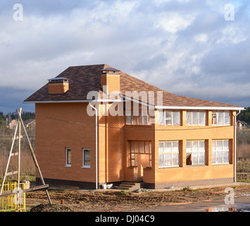 Neues Einfamilienhaus im Bau Stockfoto