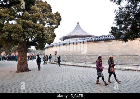 Echowand und kaiserlichen Gewölbe des Himmels auf Hintergrund in Taoist Temple of Heaven, Chongwen District Beijing, China Stockfoto