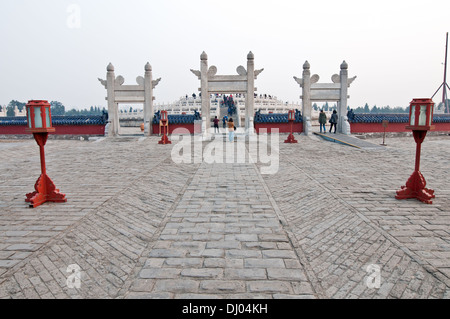 Kreisförmige Hügel Altar Plattform, Teil der Himmelstempel in Peking, China Stockfoto