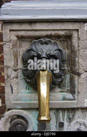 Europa, Belgien, Antwerpen. Detail des Rubens-Haus Brunnen Stockfoto